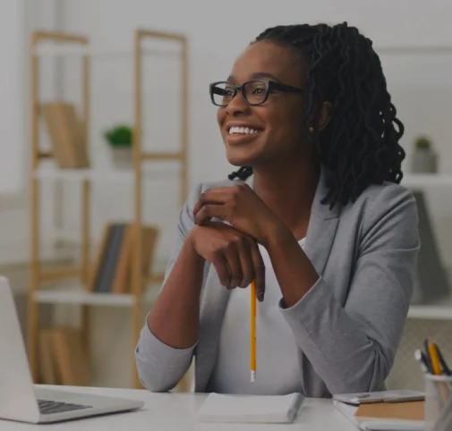 woman smilling at something